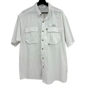 Men's White Guide Series Shirt Button Front Short Sleeve Size XL